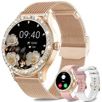 Fanttik Smartwatch Damen mit Bluetooth-Anru/ mit 58 Diamanten Smartwatch (1,27 Zoll) Fitness Tracker Uhr für Damen Herren mit Schlafmonitor, IP68 Wasserdicht/120+ Sportmodi/Damen-Sportuhr für Android iOS goldfarben