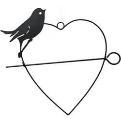Decoris Vogelfutterhalter mit Vogel Silhouette 24cm Metall Herzform Futterstelle Vögel Garten Balkon Hängendes Futterherz für Meisenknödel Futterringe