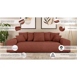 Home Affaire Big-Sofa HOME AFFAIRE "LAKESIDE 3-Sitzer Schlafsofa mit Bettkasten, Breite 256,5 cm", grau (beige), B:256,5cm H:82cm T:122cm, 100% Polyester, Sofas, Big-Sofa, Liegefläche 168,5x195 cm, hoher Sitzkomfort, Maße B/T/H: 256/122/82cm