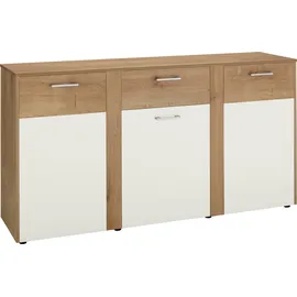 vogl möbelfabrik Kommode VOGL MÖBELFABRIK "Tirent", weiß (eiche, weiß), B:159cm H:84cm T:40cm, Spanplatte, Sideboards, Türkommode, mit 3 Türen und 1 Schubkasten