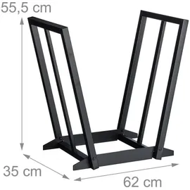 Relaxdays Kaminholzregal Metall 62 x 35 x 55,5 cm Schwarz