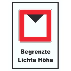 Begrenzte lichte Höhe über Wasserspiegel Schild mit Symbol und Text A0 Rückseite selbstklebend