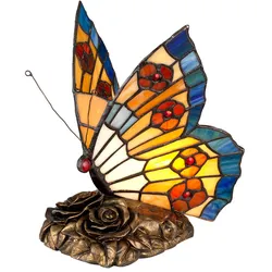 Dekoleuchte LED Tischlampe Tierlampe Schmetterling Tiffany-Glas Vintage-Bronze