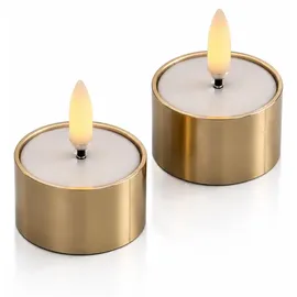 uYuni LED Teelichter 4,1x2,3cm Timer 2er Set gold
