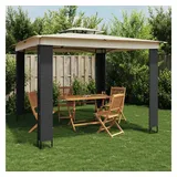 vidaXL Pavillon mit Doppeldach Creme 2,94x2,94 m Stahl