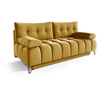 MOEBLO Schlafsofa BRODY, Sofa Couch für Wohnzimmer Polstersofa Sofagarnitur Wohnlandschaft mit Bettfunktion - (BxHxT): 197x93x100 cm, mit Schlaffunktion und Bettkasten gelb