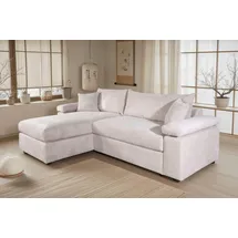 OTTO home Ecksofa OTTO HOME "Cosy L-Form, B: 234 cm, Sitzaufbau im Sandwich-Federkern", beige, B:234cm H:46cm T:162cm, 100%Polyester, Sofas, Ecksofa, 2 Zierkissen, Mega-Sofa, Cord oder Struktur weich, Kaltschaumauflage
