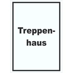 Treppenhaus Schild mit Text Stufen steigen hochkant A2 (420x594mm)