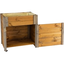 Dobar Rollbarer Gartenschrank mit Pflanzkasten Braun/Grau FSC®