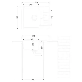 Naber Einbauspüle Corto 615 Schrankbreite 50 cm Granit concrete 1106086
