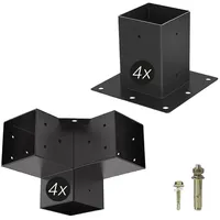 SOTech Aufbau Set 8-tlg 4x Eckverbinder 4x Bodenhülse Vierkant 100 x 100 mm