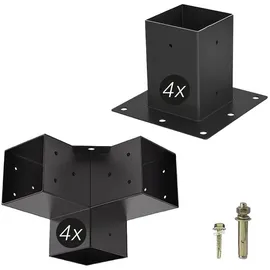 SOTech Aufbau Set 8-tlg 4x Eckverbinder 4x Bodenhülse Vierkant 100 x 100 mm