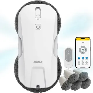 Fmart T11 Fensterputzroboter Automatisches Vier-Wege-Sprühsystem mit dreifachem Sicherheitssystem, intelligenter Navigation, Fernbedienung, für alle glatten Oberflächen, mit 10 Tüchern.