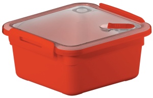 Rotho MEMORY Mikrowellendose, papaya rot, Mikrowellen-Behälter zum Aufwärmen, Transportieren oder Frischhalten, Fassungsvermögen: 1 Liter