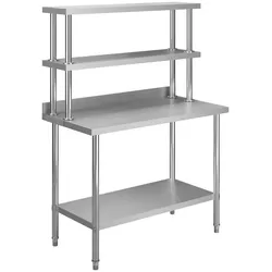 DELUKE® Edelstahl Arbeitstisch mit Aufsatzboard SASO 120x60x150cm mit Aufkantung, Gastro-Arbeitstisch mit Ablage Arbeitsfläche Küchen-Arbeitstisch