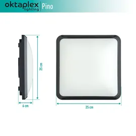 Oktaplex lighting Oktaplex LED Deckenleuchte quadratisch flach Deckenlampe Anthrazit - Grau