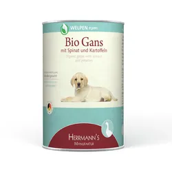 Herrmann's Selection Welpe 12x400g Dose Hundenassfutter Bio Gans mit Spinat & Kartoffeln