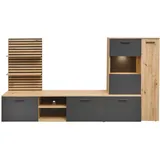 Die Möbelfundgrube Wohnwand anthrazit 250 cm - HEATHROW Anbauwand