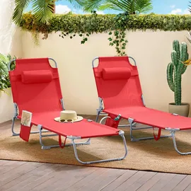 SoBuy Sonnenliege 195 x 56 x 58 cm Rot