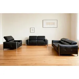 Salottini 3-2-1 Garnitur Leder 3-Sitzer + 2-Sitzer + 1-Sitzer Schwarz