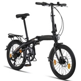 Licorne Bike Phoenix 20 Zoll Aluminium-Faltrad-Klapprad, Scheibenbremse, Discbremse, Faltfahrrad Herren Damen 7 Gang Kettenschaltung Folding City Bike Alu-Rahmen, StVZO,