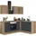 kochstation Winkelküche L-Form 210 x 165 cm schwarz