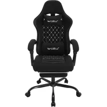 Woltu Gaming Stuhl mit Massagefunktion, Taschenfederkissen, ergonomisch, Netzstoff, Schwarz - Schwarz