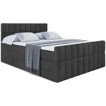 altdecor Boxspringbett mit Matratze, Topper, Polsterbett mit, Bettkasten MIAMI-Z KING - 180x200 - Schwarz Holzwerkstoff, Höhe ca. 20 cm cm, Schlafzimmer, Betten, Boxspringbetten