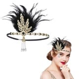 MIVAIUN 1920s Stirnband Feder Damen 20er Jahre Accessoires Damen, Gatsby Kostüm Accessoires, Kopfschmuck 20er Jahre Damen, 20er Jahre Flapper Feder Haarband, für Hochzeitsfeier Theme Party (1 Pcs)