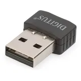 Digitus Mini USB Wireless 600AC Adapter, Kabellos, USB, WLAN, Wi-Fi 5 (802.11ac), 433 Mbit/s, Schwarz - Schwarz