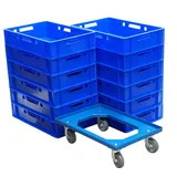 Logiplast Stück E1-Kasten blau + 1 Transportroller mit vier Lenkrollen blau