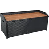 Estexo Sitzbank mit Auflagenbox Rattan Kissentruhe Bank Schwarz