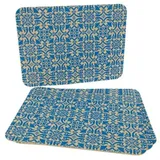 Platzset 4er Kork rechteckig Tischset 40 x 30 cm Bedruckt blaues Muster