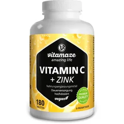 Vitamaze Vitamin C hochdosiert + Zink Immunität stärken 180 TABL