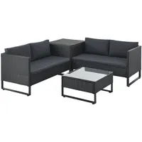 Juskys Polyrattan Lounge Santorini Schwarz