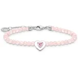 Thomas Sabo Armband Herz mit Rosenquarz-Beads, Sterlingsilber, Länge: 16-19 cm, A2092-035-9-L19v