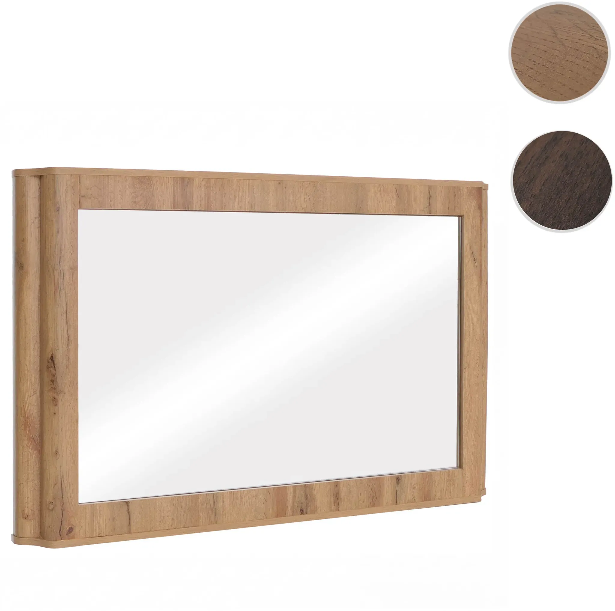Spiegel HWC-P42, Wandspiegel Garderobenspiegel Flurspiegel, MDF Glas 80x120x10cm ~ Wotan-Eiche-Optik
