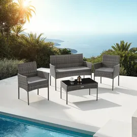 Tectake tectake® Rattan Gartenset Palese für 4 Personen