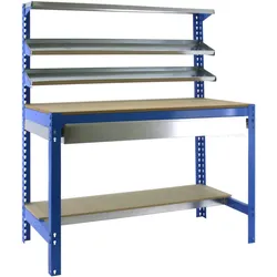 SimonRack Werkbank SIMONWORK BT1. Farbe BLAU/HOLZ 1445x910x610 mm (Höhe x Länge x Breite)