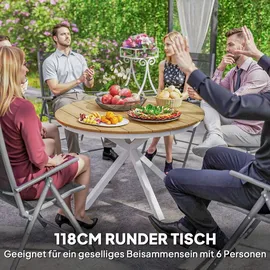 Outsunny Gartentisch Ø 118 x 74 cm Teak/beige