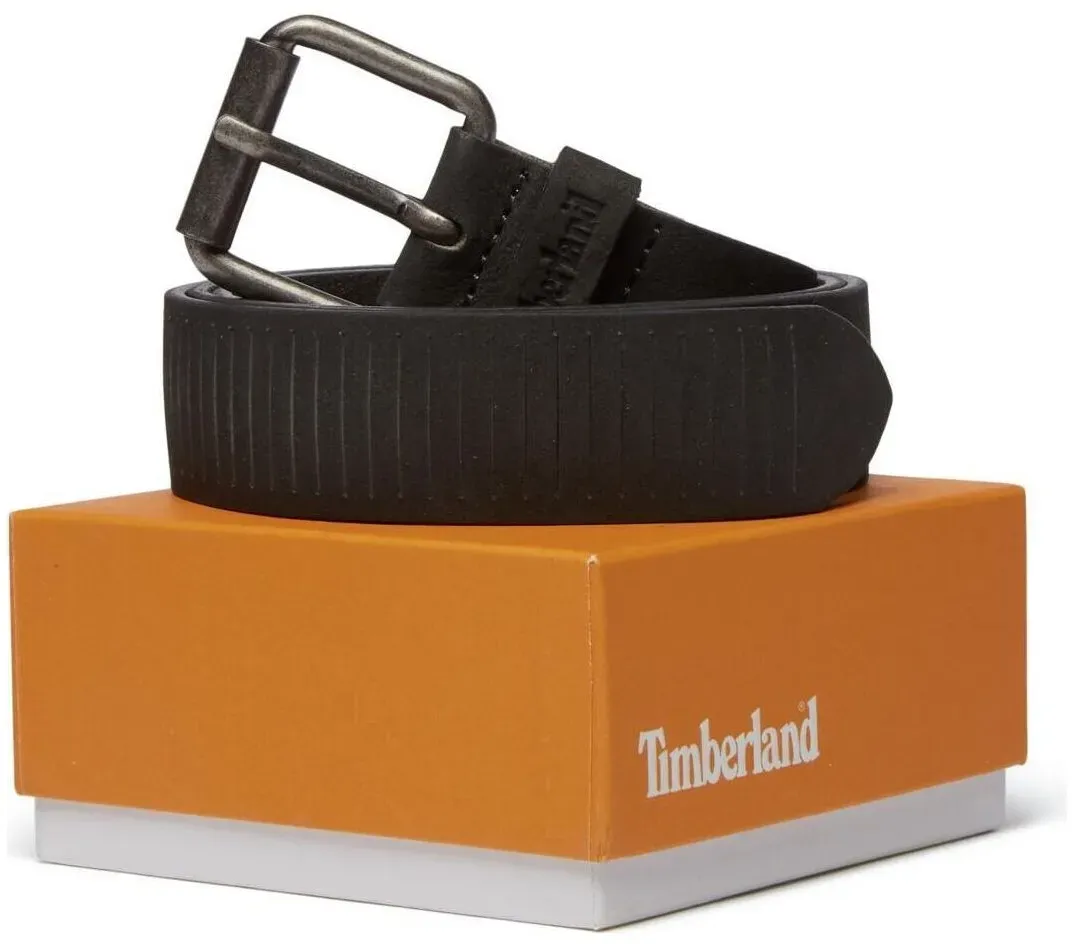 Timberland Mens 35mm Nubuck Belt With Vertical Cuts black XL