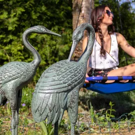 Relaxdays Dekofigur Kranich Gusseisen,