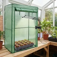Profi Set: Vollspektrum LED Pflanzenlampe mit 4 Schwanenhälsen, Gewächshaus 100x150x50 cm für Tomaten & 20 Anzuchttöpfe – ideales Grow Kit