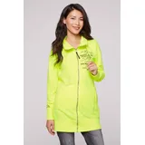 Soccx Damen, Lange Sweatjacke mit hohem Kragen Yellow lime), L - L