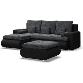mebligo Links Ecksofa mit Schlaffunktion FORESTA, Sofa mit bettkasten Hellgrau - Grau
