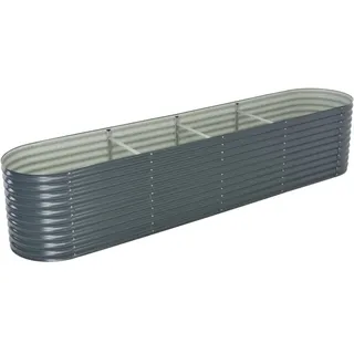 vidaXL Garten-Hochbeet verzinkter Stahl 400 x 80 x 81 cm Grau