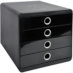 Exacompta 314438D 1x Schubladenbox POP-BOX mit 4 geschlossenen Laden - Schwarz Glossy