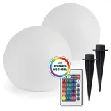 EasyMaxx Solarleuchte Kunststoff 40 cm 2er Set weiß