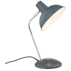 Lindby Schreibtischlampe Jamelia, Leuchtmittel nicht inklusive, Vintage, Stahl, grau matt, 1 flammig, E14, Tischleuchte grau