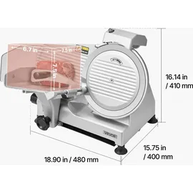 Vevor Allesschneider Fleischschneider 320 W elektrische Aufschnittmaschine mit 25 cm Klinge, Fleischschneidemaschine mit 0-10 mm einstellbarer Dicke, für gefrorenes Fleisch Schinken Prime Steak